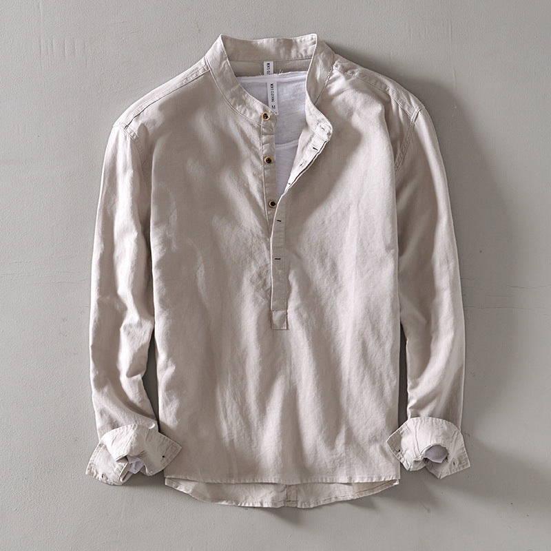 Chemise col montant manches longues
