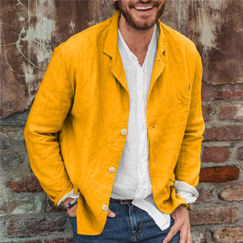 Veste en lin décontractée au style intemporel à la finition soignée homme – Ancelle