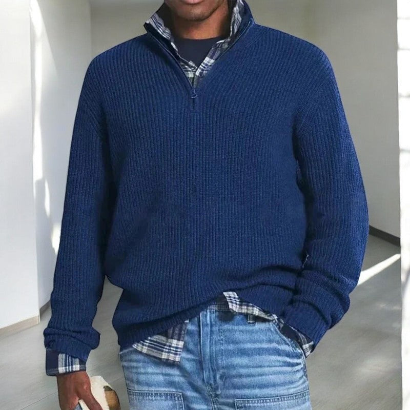 Pull demi-zip uni coupe régulière