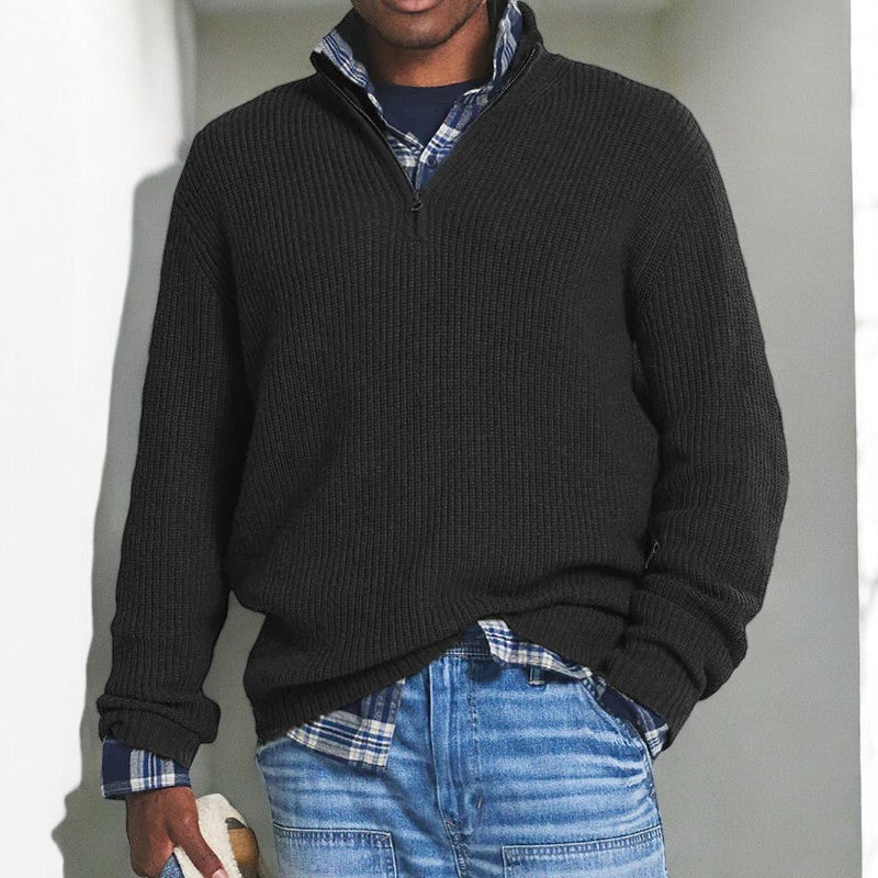 Pull demi-zip uni coupe régulière