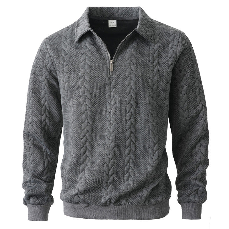 Polo en maille texturée à col zippé