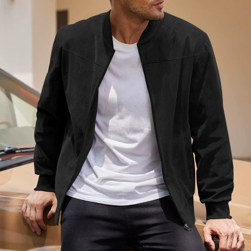 Veste aspect daim à silhouette épurée