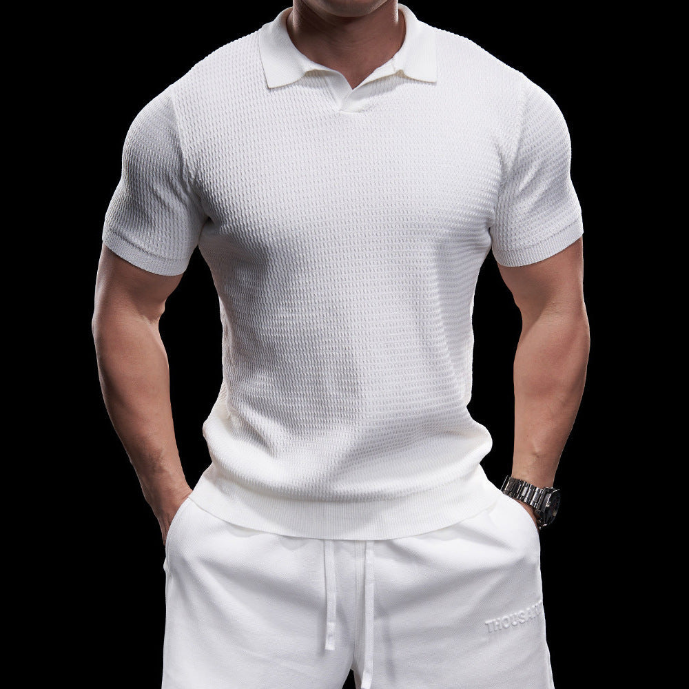 Polo texturé à manches courtes