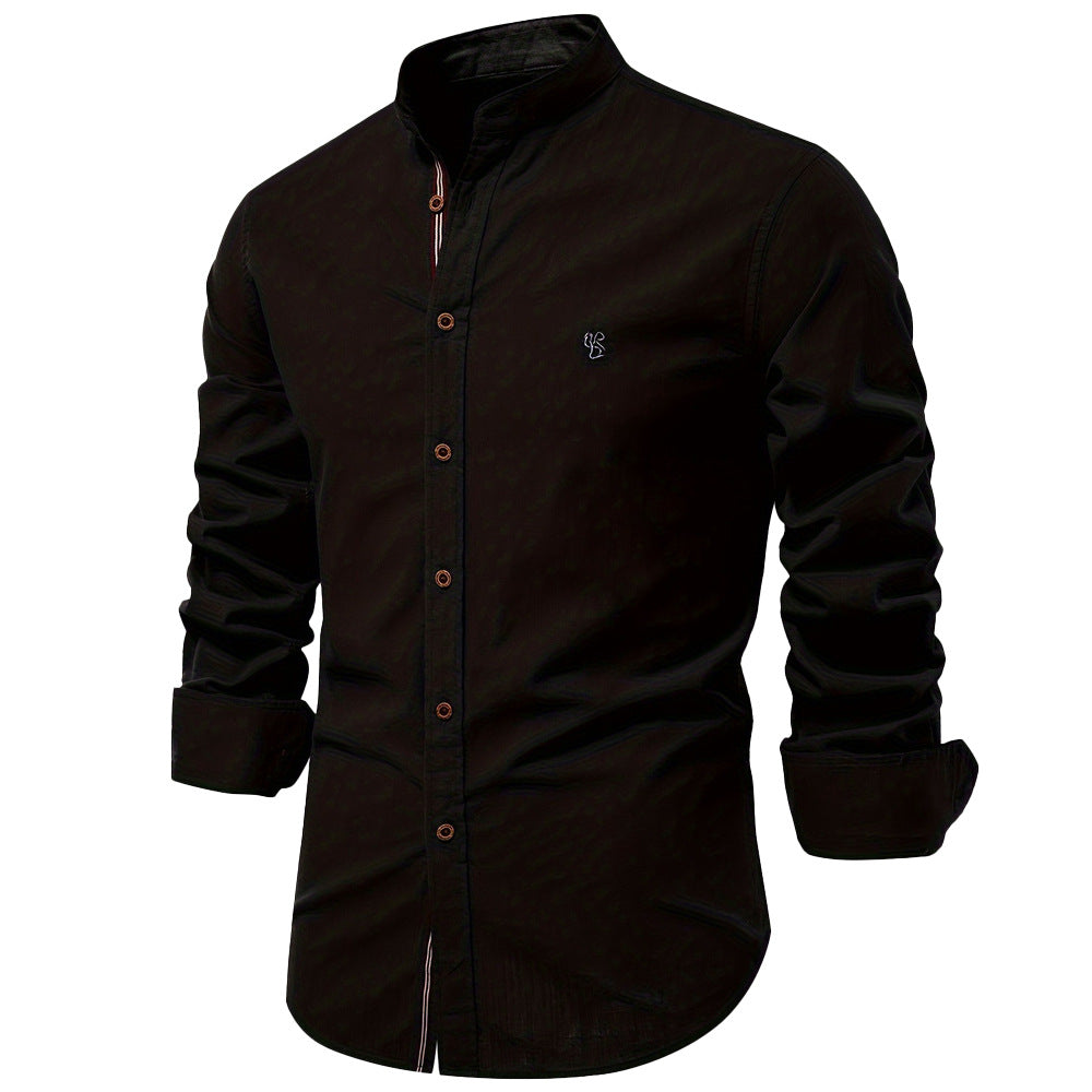 Chemise unie à col mandarin