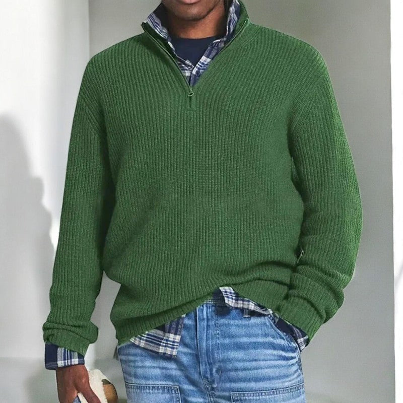 Pull demi-zip uni coupe régulière