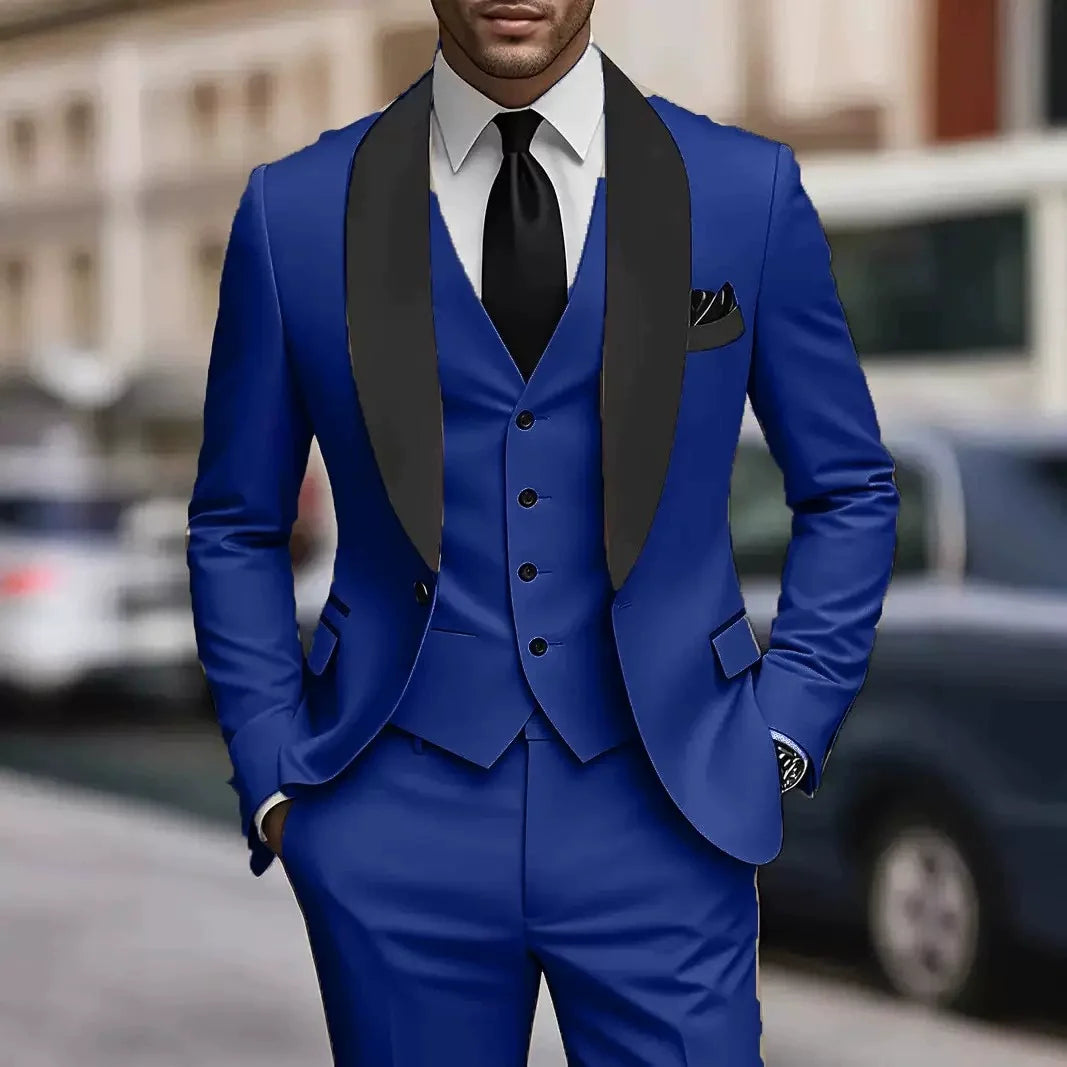 Ensemble chemise, gilet col châle et pantalon