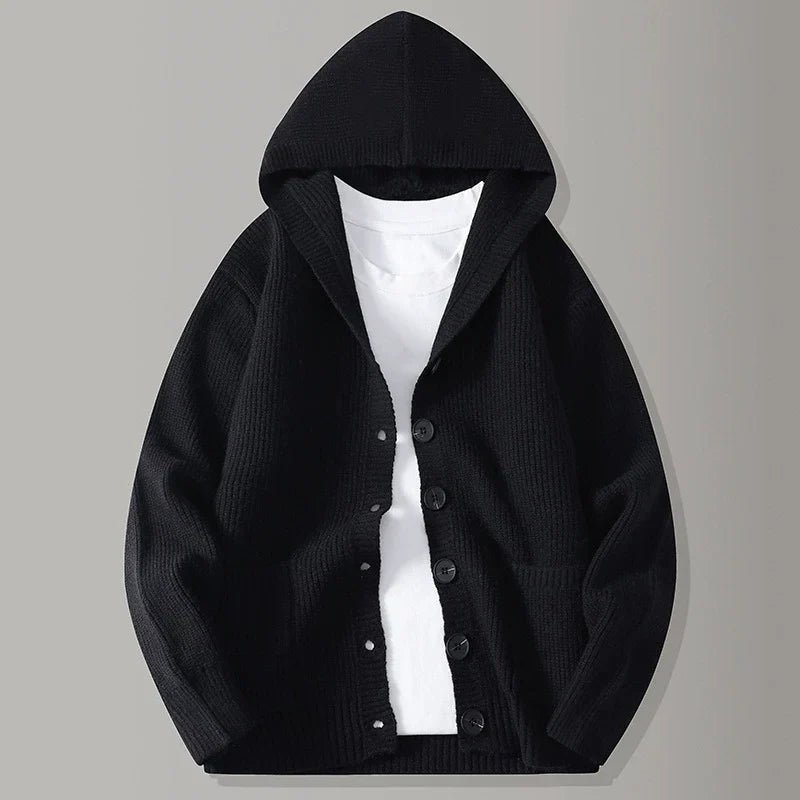 Cardigan à capuche en maille côtelée