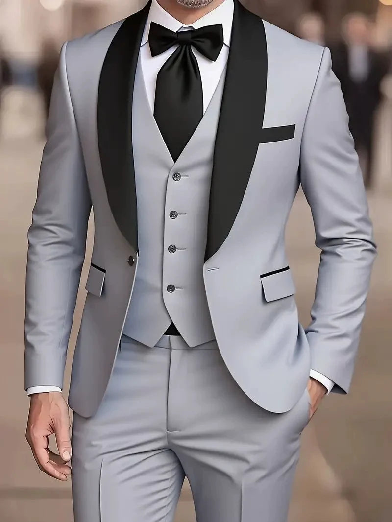 Ensemble chemise, gilet col châle et pantalon