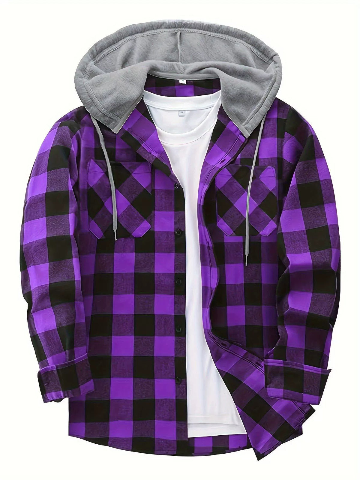 Chemise à capuche boutonnée à carreaux