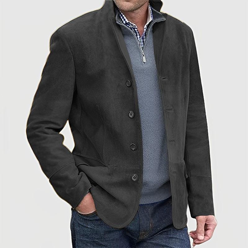 Veste aspect daim col officier