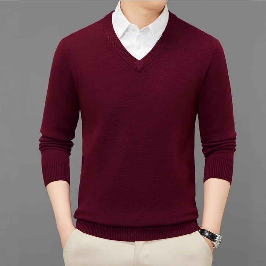 Pull col V en maille texturée
