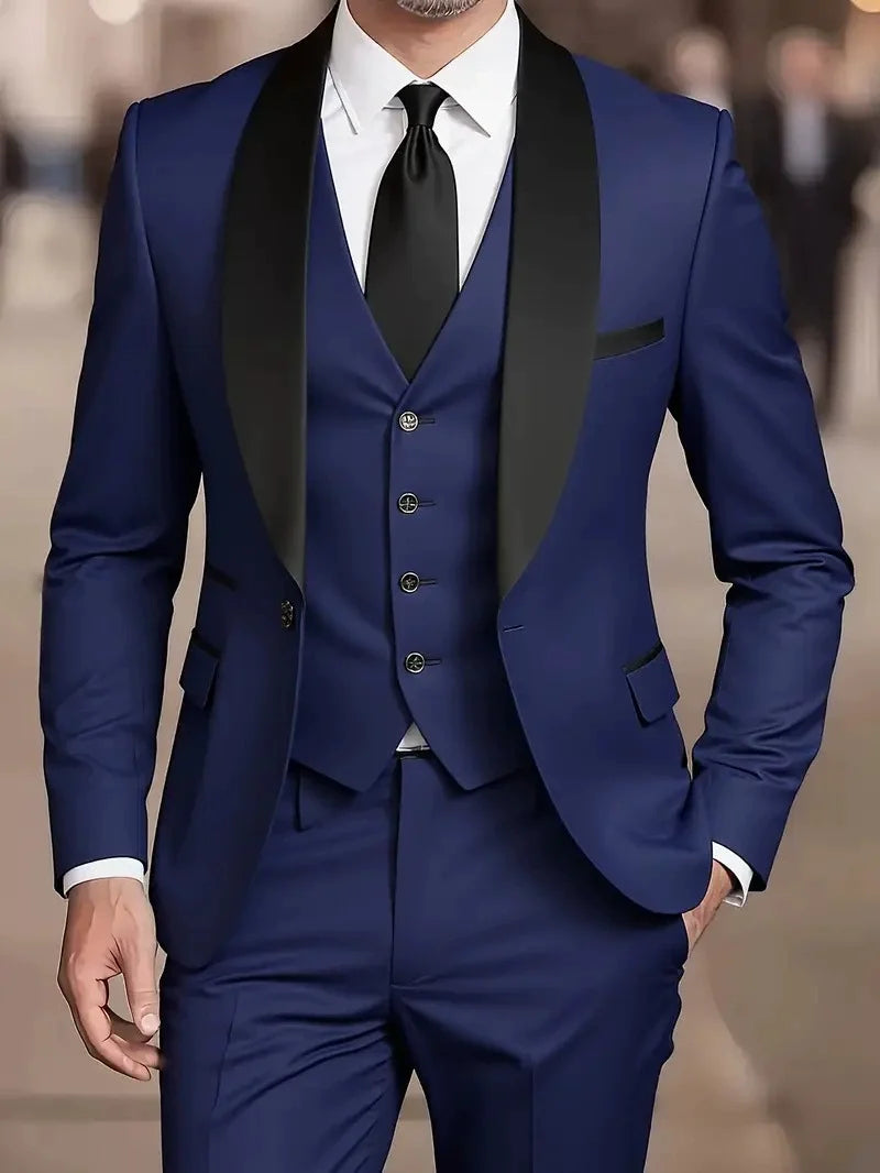 Ensemble chemise, gilet col châle et pantalon