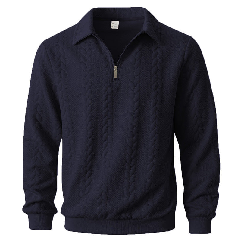 Polo en maille texturée à col zippé