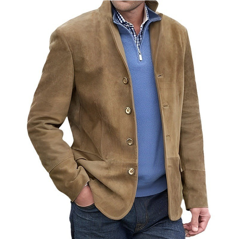 Veste aspect daim col officier