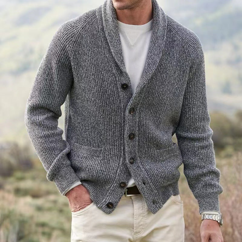 Cardigan en laine col V boutonné maille chaude homme – Savigny