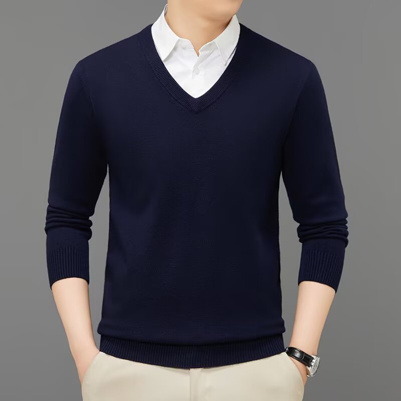 Pull col V en maille texturée