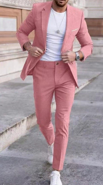 Ensemble d'été léger veste et pantalon de costume sur mesure homme – Rose