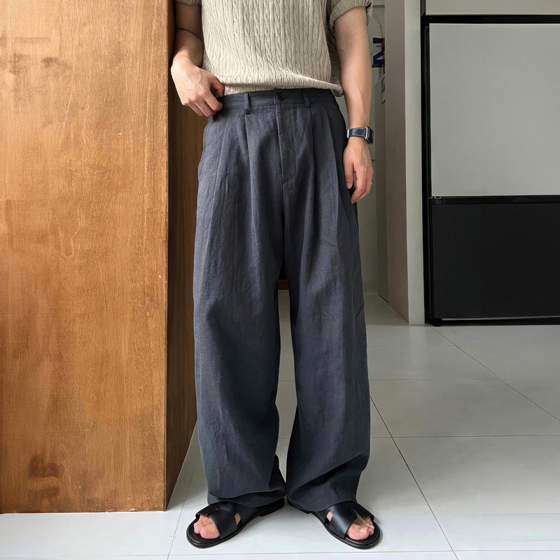 Pantalon en lin jambes larges léger respirant été homme – Corton