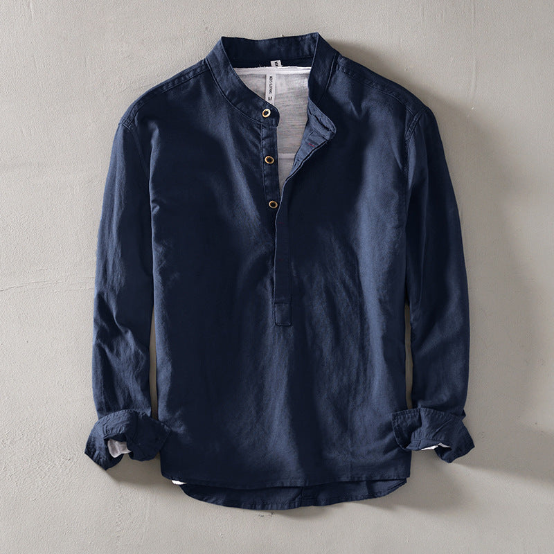 Chemise col montant manches longues