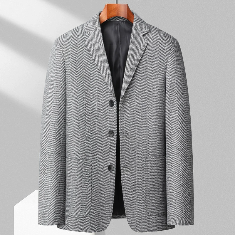 Blazer à chevrons aspect lainage