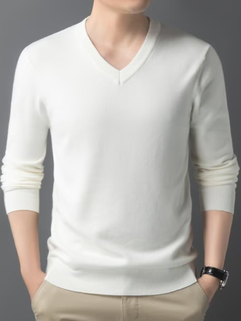 Pull col V en maille texturée