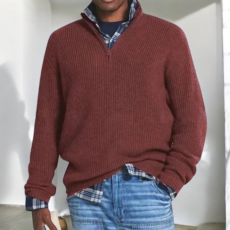 Pull demi-zip uni coupe régulière