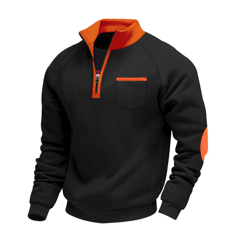 Pull demi-zip col montant bordeaux