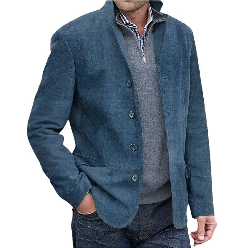 Veste aspect daim col officier