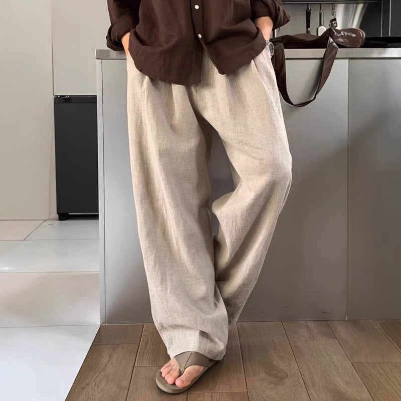Pantalon en lin jambes larges léger respirant été homme – Corton