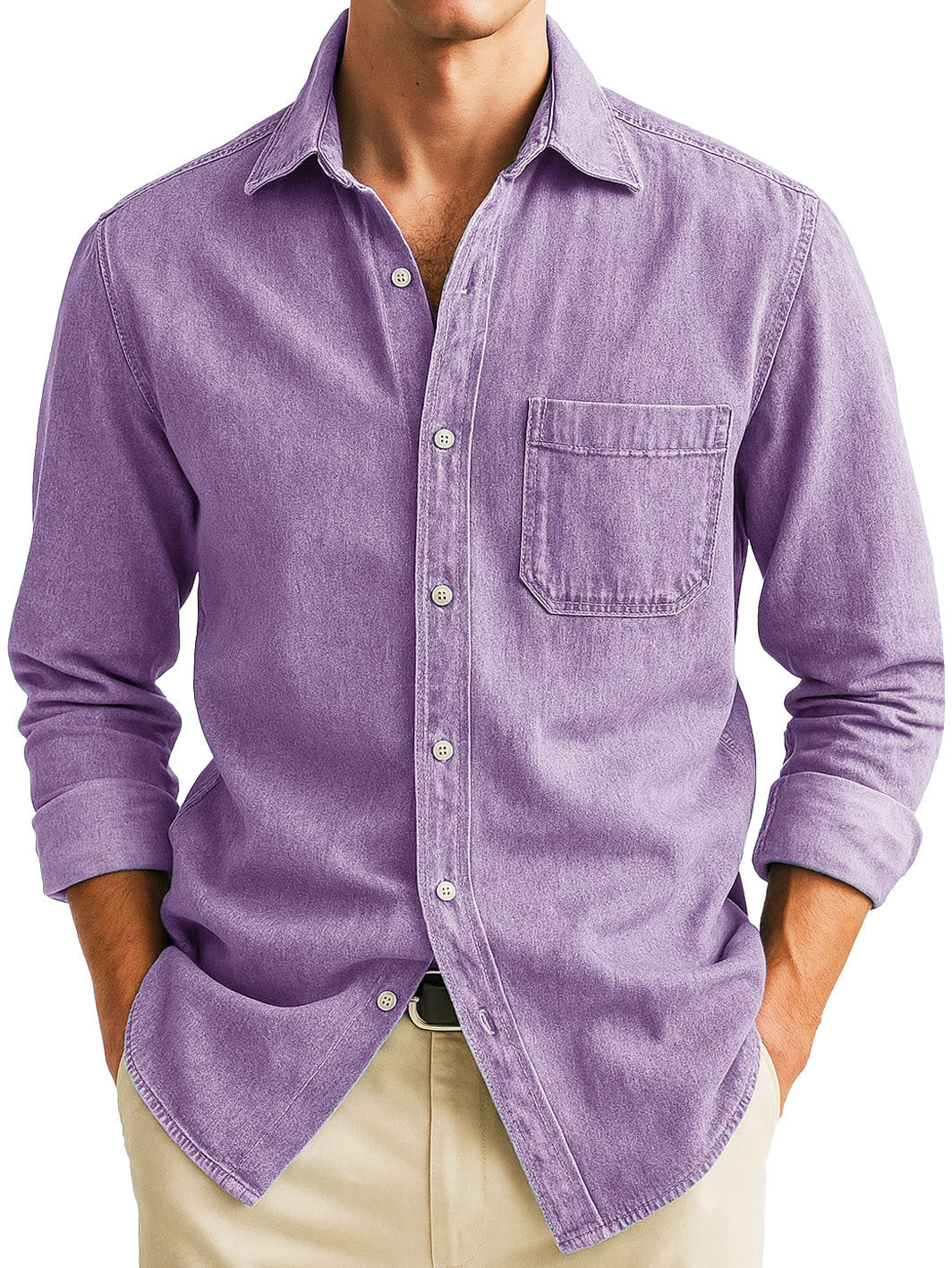 Chemise unie manches longues à poches