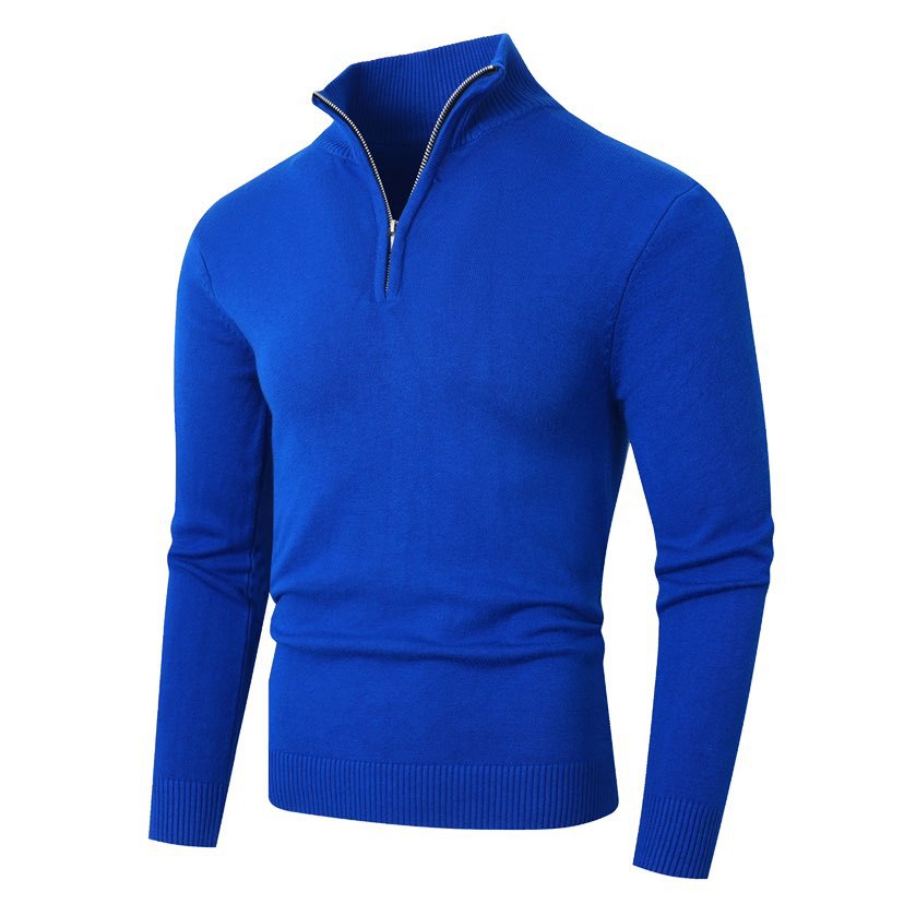 Pull col montant demi-zip uni