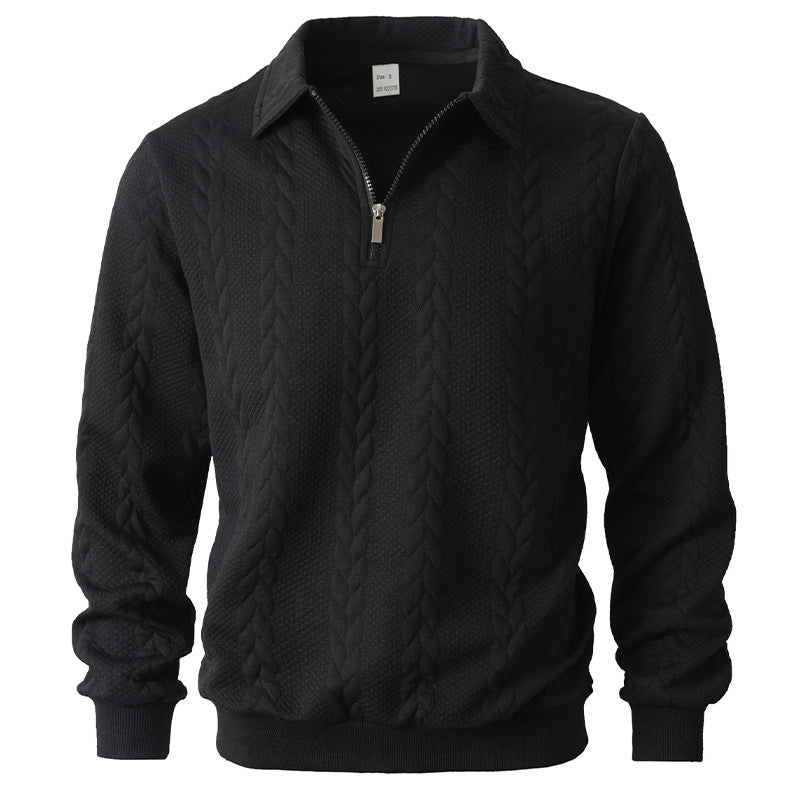 Polo en maille texturée à col zippé