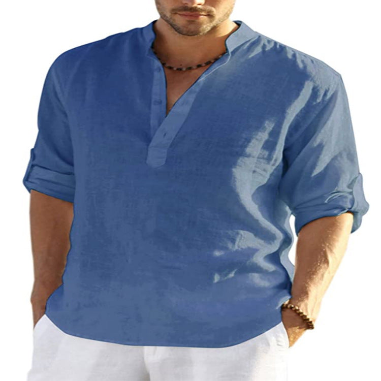 Chemise aspect lin manches longues