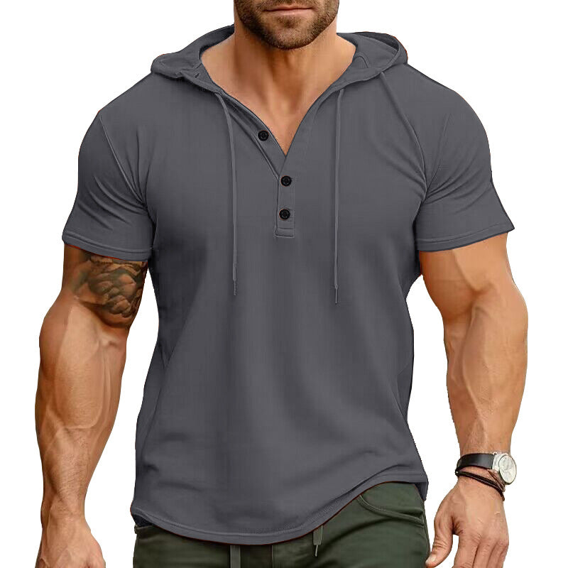 Chemise manches courtes à capuche boutonnée