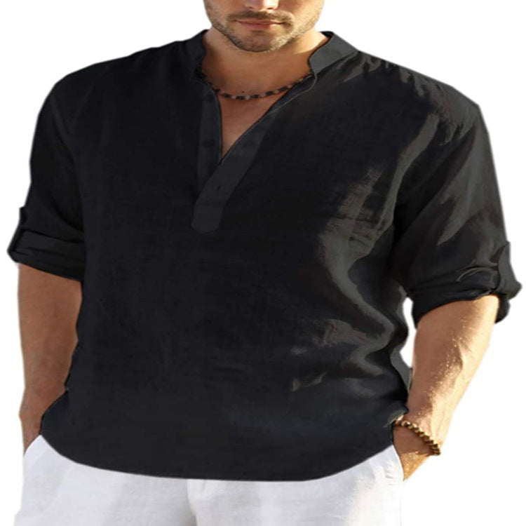 Chemise aspect lin manches longues