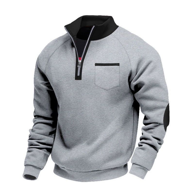 Pull demi-zip col montant bordeaux