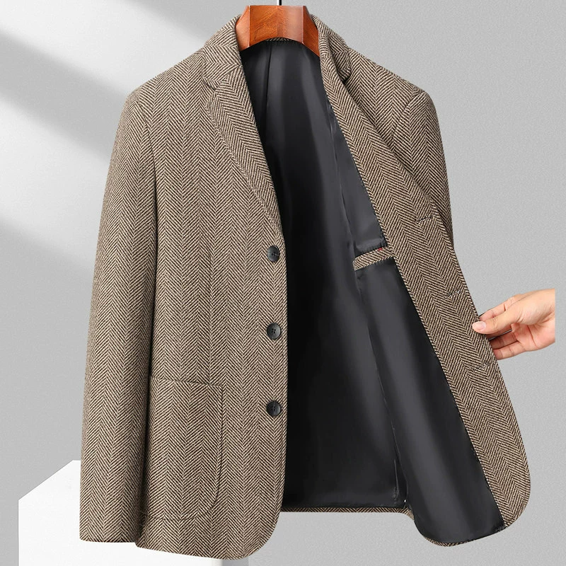 Blazer à chevrons aspect lainage