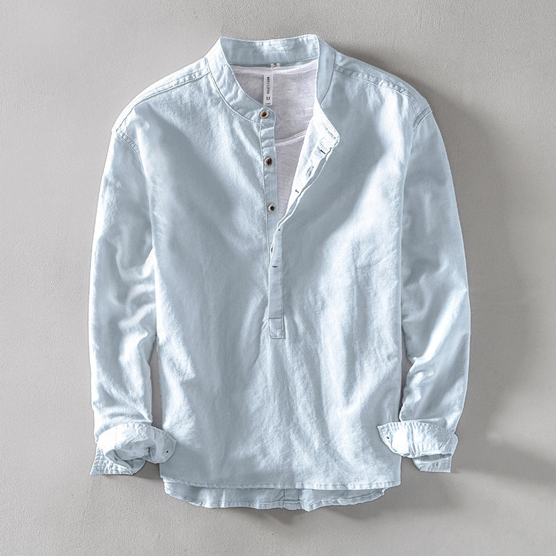 Chemise col montant manches longues