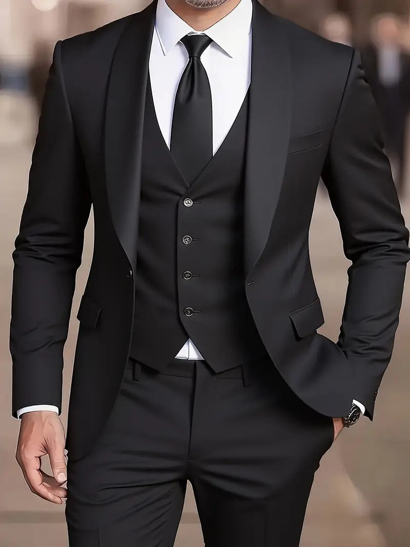 Ensemble chemise, gilet col châle et pantalon