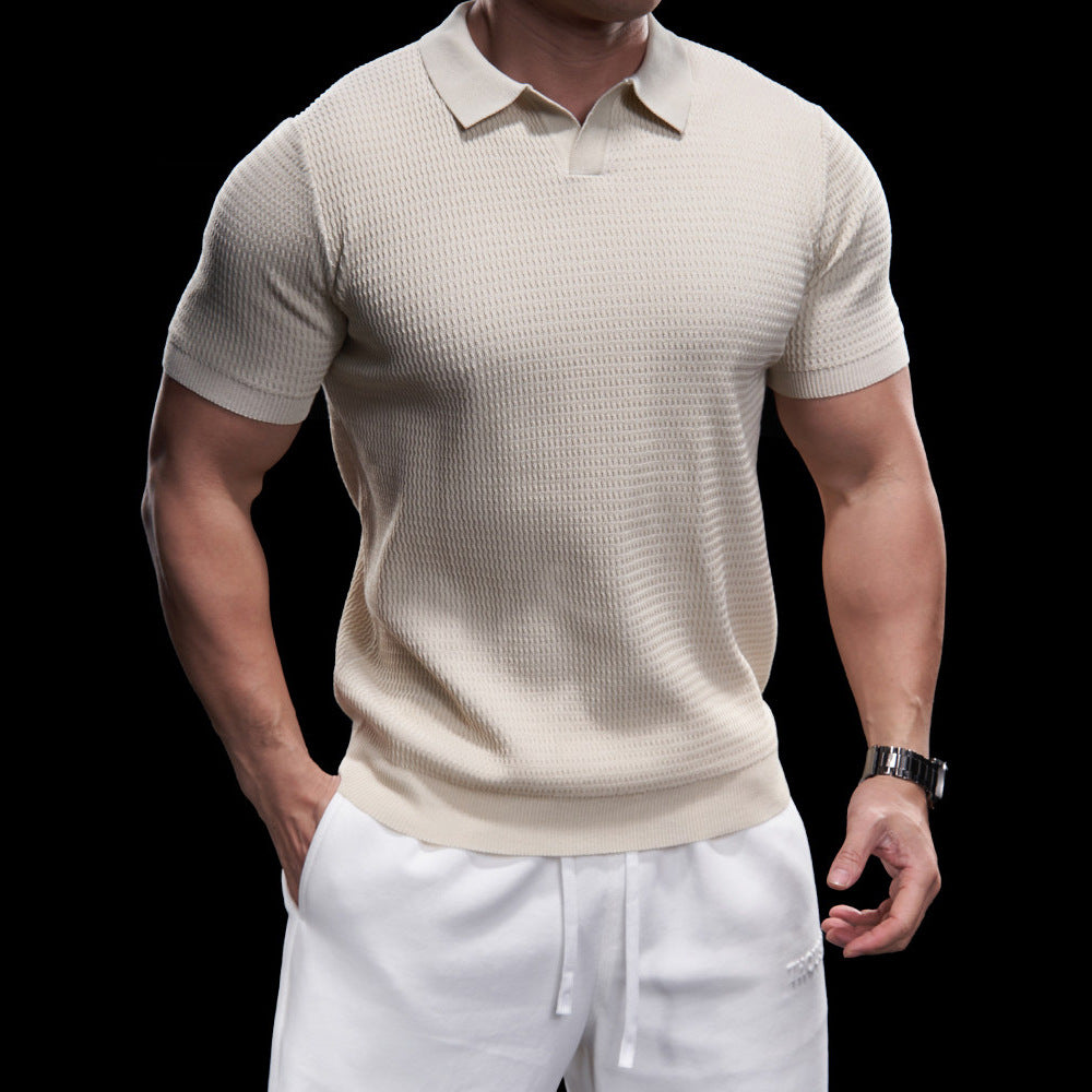 Polo texturé à manches courtes