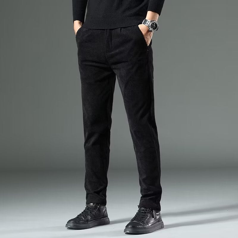 Pantalon velours côtelé fin gris
