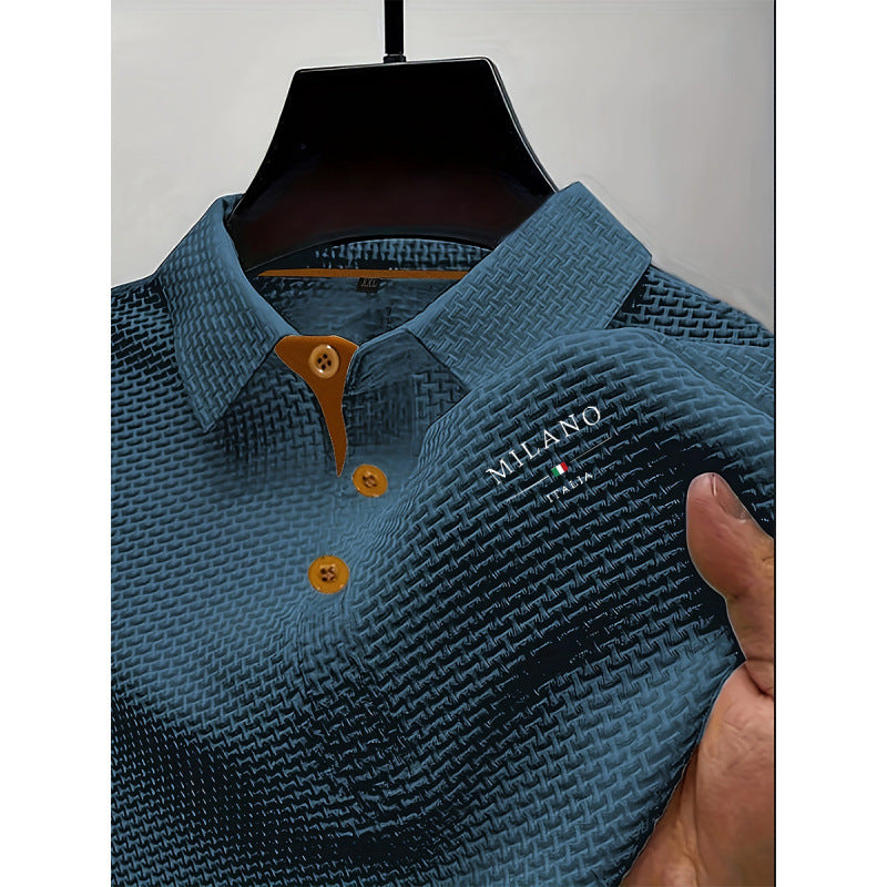 Polo maille texturée col boutonné