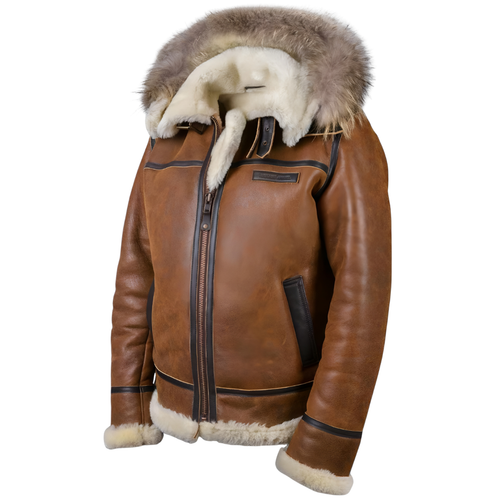 Blouson aviateur effet cuir à capuche