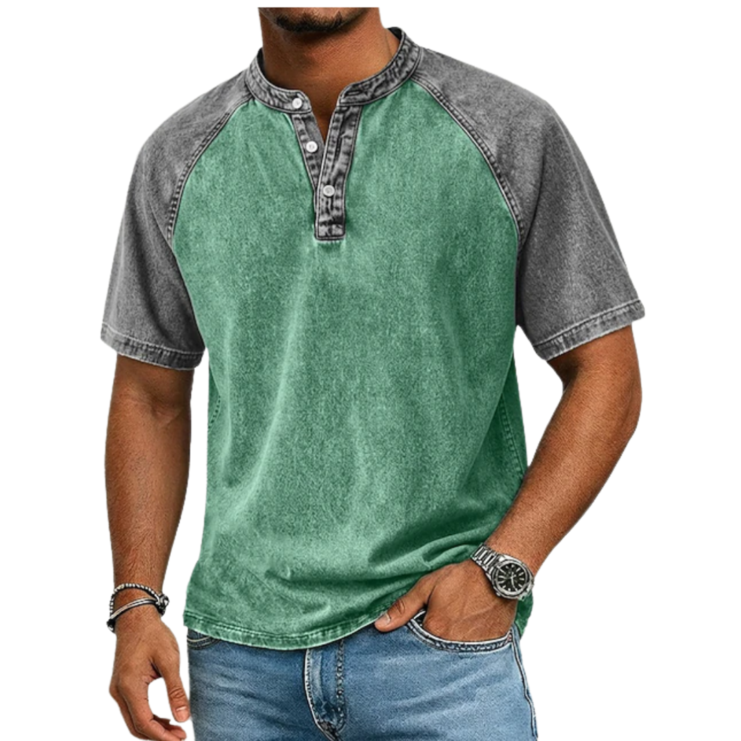 T-shirt bicolore à finition délavée
