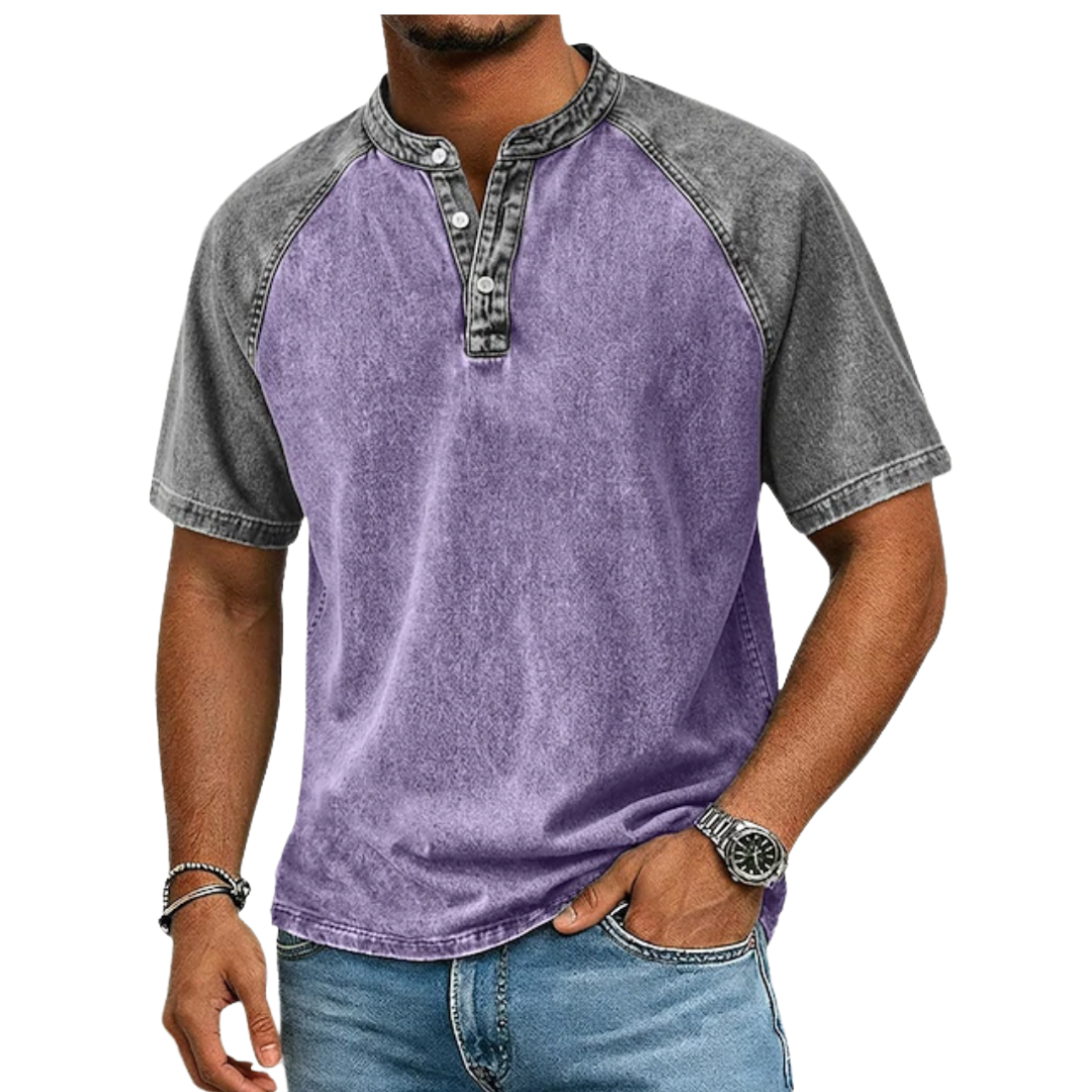 T-shirt bicolore à finition délavée