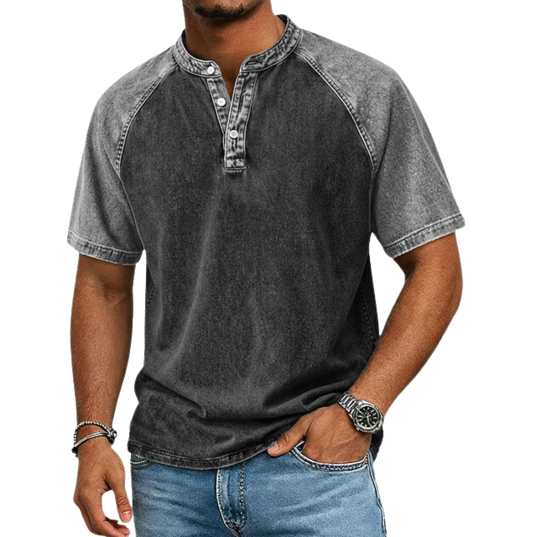 T-shirt bicolore à finition délavée