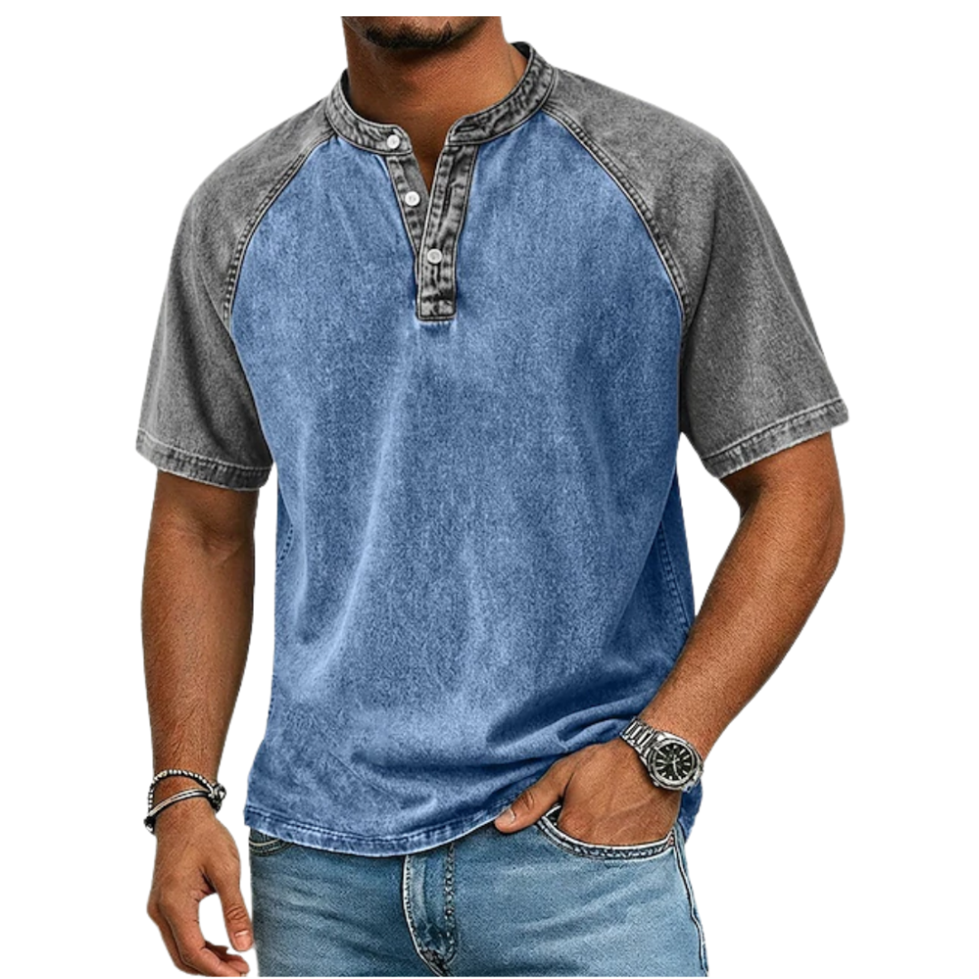 T-shirt bicolore à finition délavée