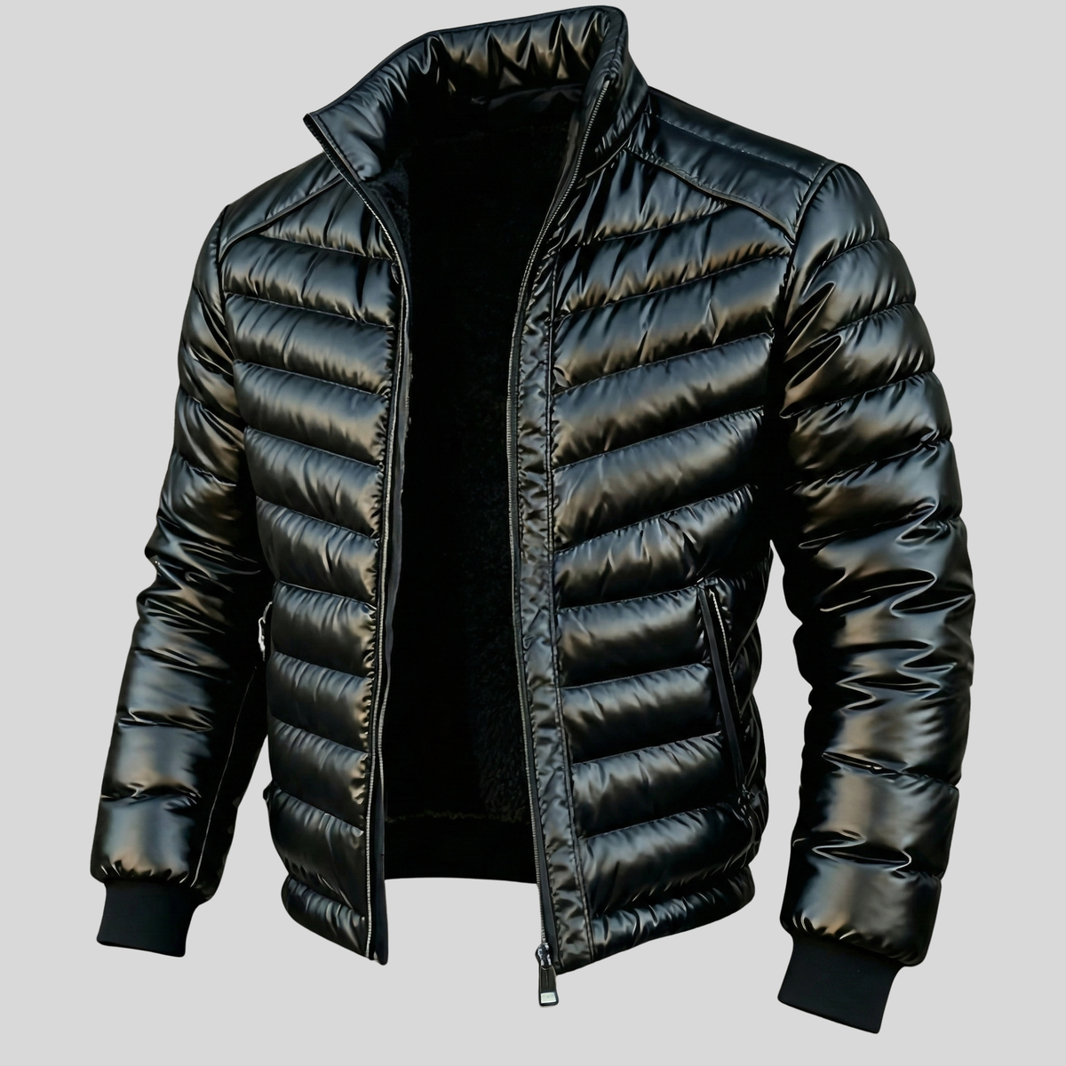 Veste matelassée noire finition brillante