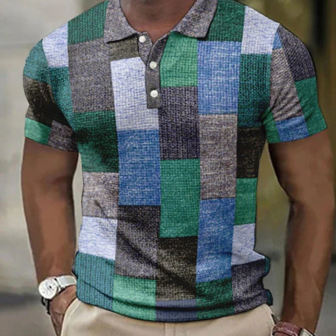 Polo patchwork à blocs de couleurs