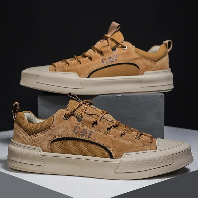 Baskets effet cuir lisse